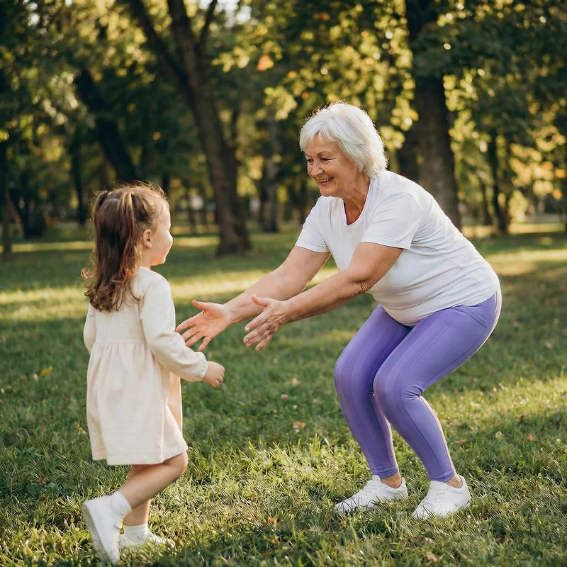 Woman walking in park wearing leggings